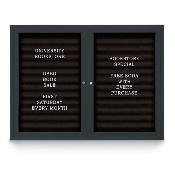 Indoor Enclosed Combo Board, 42"x32", Bronze Frame/Green & Amethyst